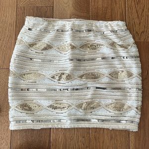 Sequin mini skirt cream white silver gold